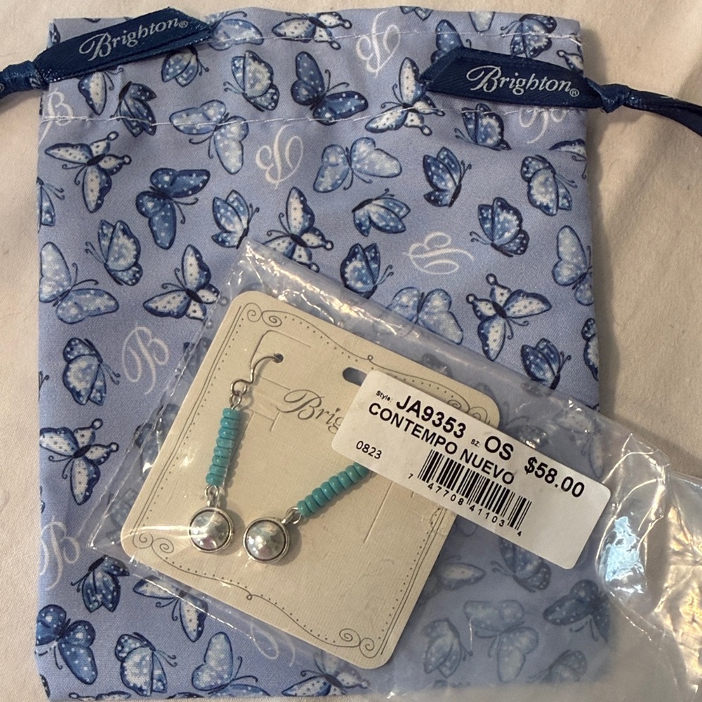 Brighton Blue Butterfly Pouch with Turquoise Earrings